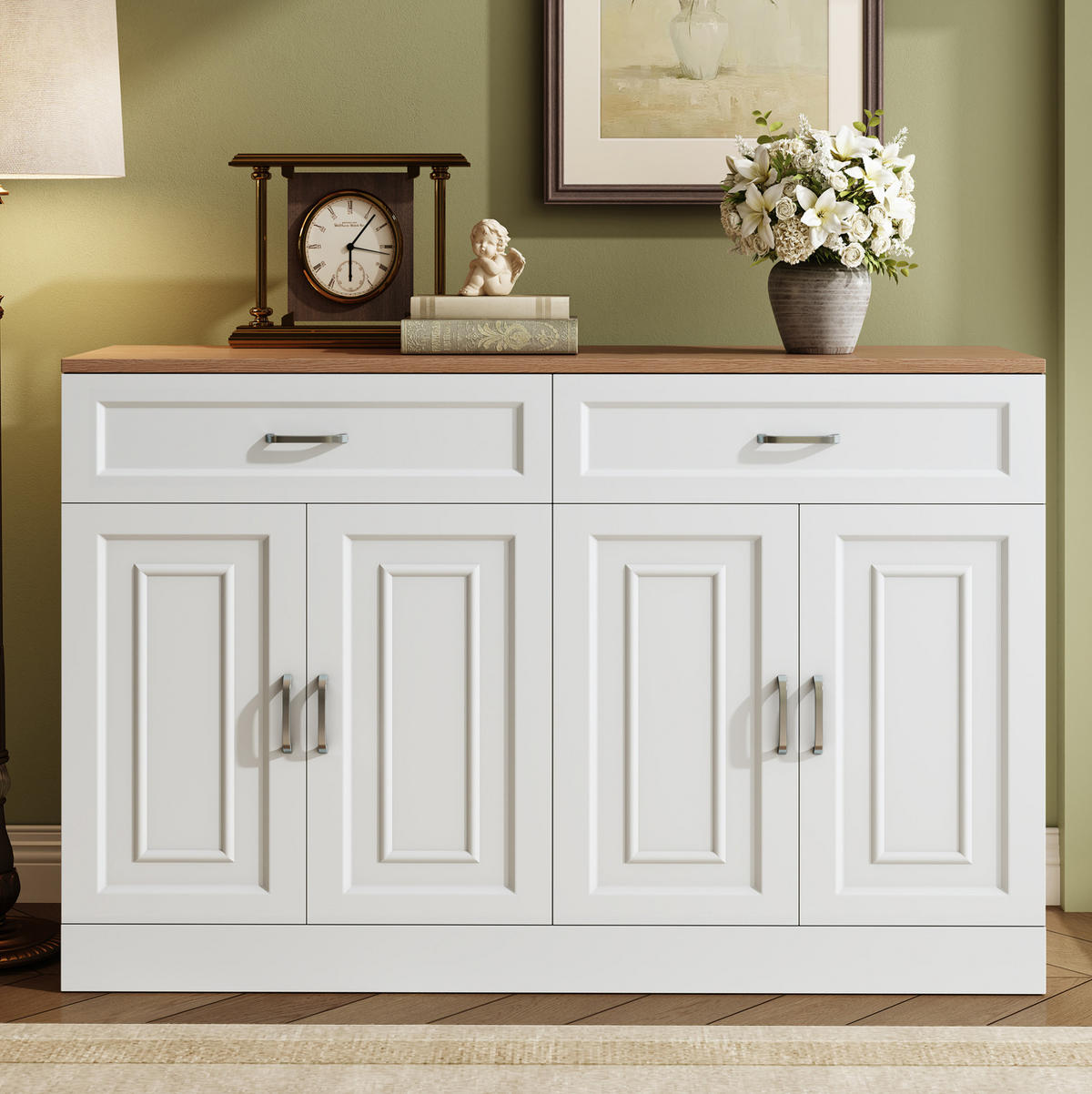 SIDEBOARD 120/35/80.5 cm Weiß aus Spanplatte mit verstellbaren Einlegeböden - Weiß, Holzwerkstoff (35/80.5/120cm) - OKMYHOME
