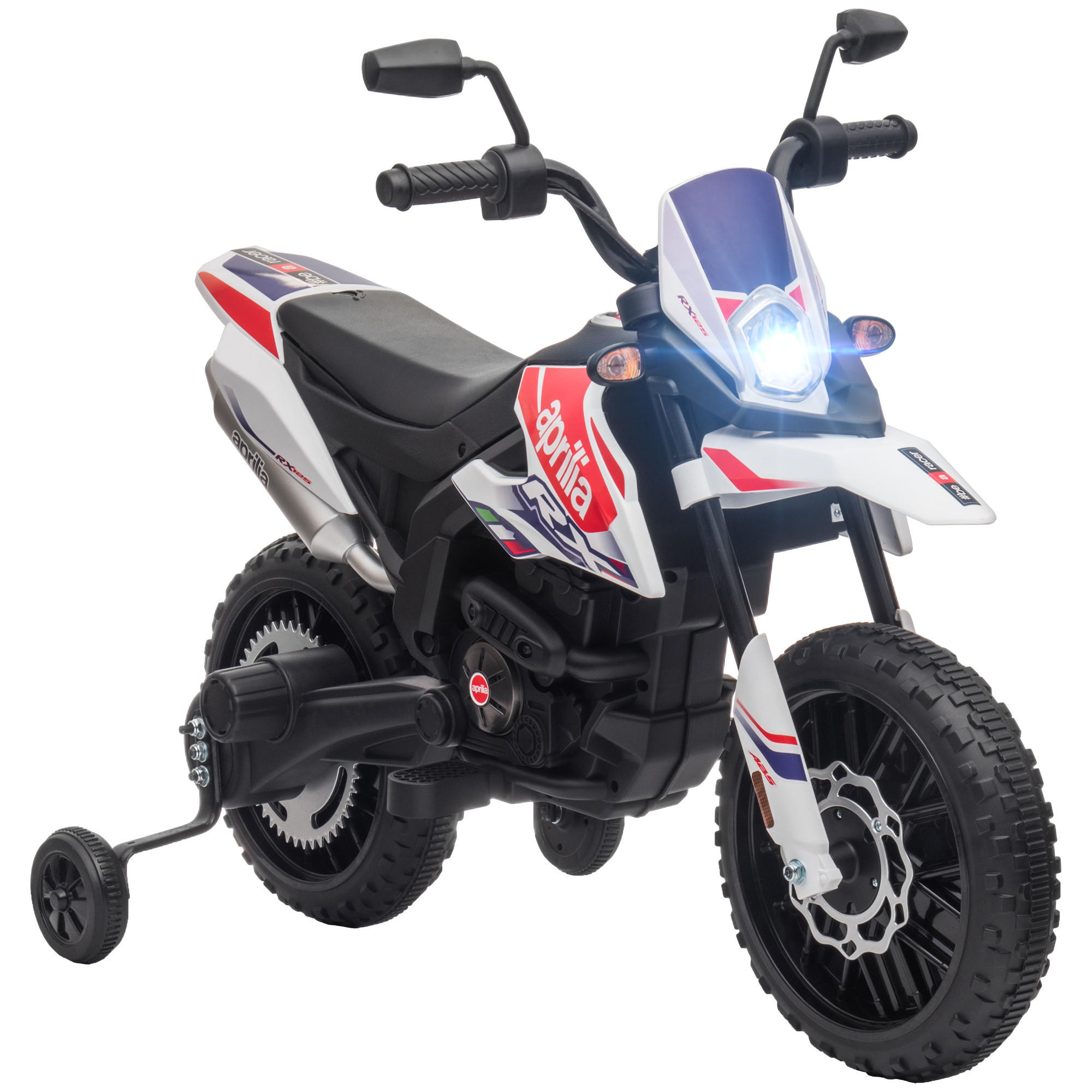 DĚTSKÝ elektrický motocykl, 12V dětský motocykl s hudbou, 6 km/h dětské vozidlo - bílá, kov (106.5/56/80cm) - AIYAPLAY