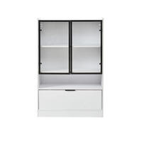 VITRINE LED Matt Glasvitrine Klapptür 120cm Weiß Standvitrine - Weiß, Holzwerkstoff (80/120/35cm) - FLIEKS