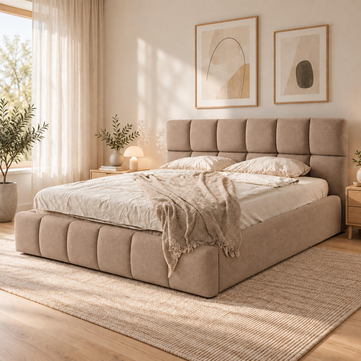 POLSTERBETT mit Stauraum 180x200 cm in Braun - Braun, Textil (180/200cm) - Home Collective