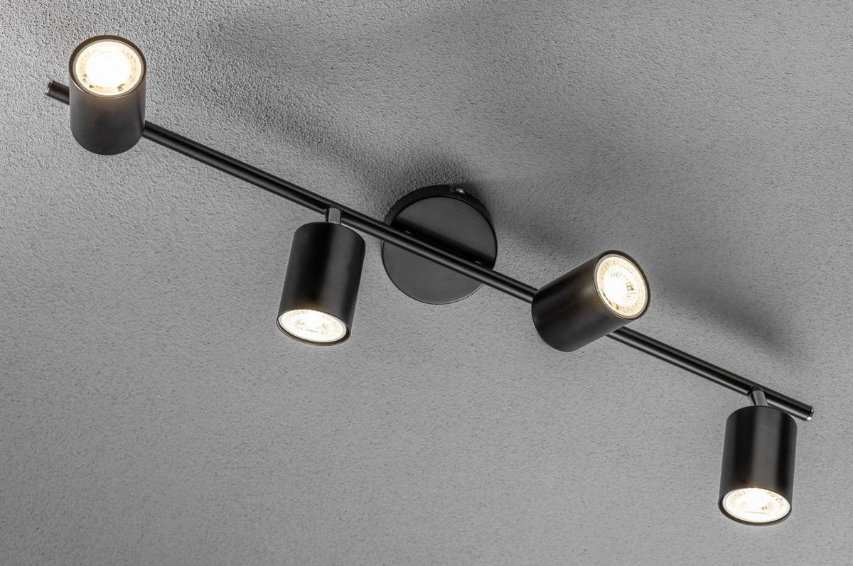 DECKENSTRAHLER LICHTBUCHSE JACK Schwarz Vier Kopf GU10 - Schwarz, Metall (9/65/16.5cm) - CGC Europe