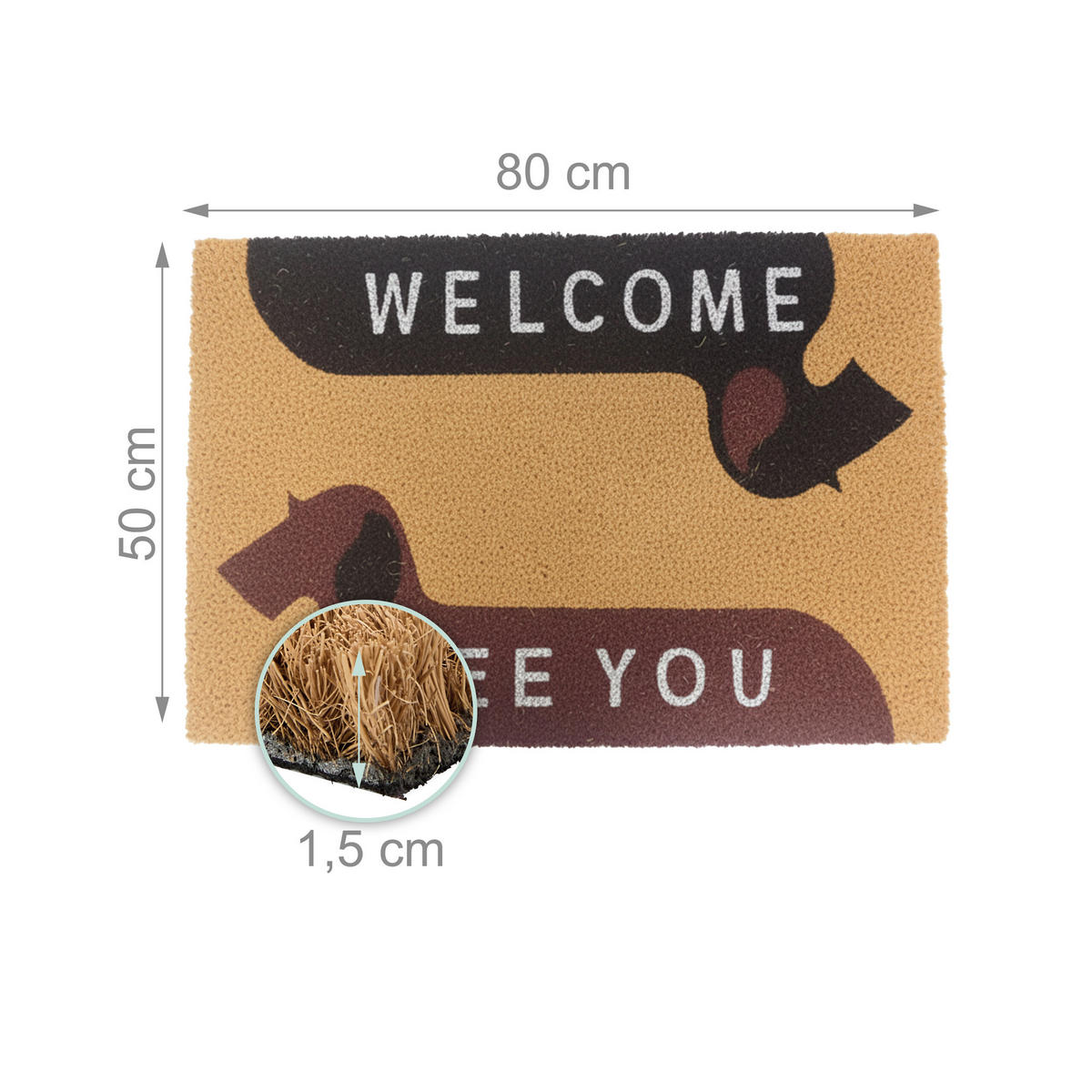 FUSSMATTE - Hellbraun, Kunststoff/Textil (80/50cm) - Relaxdays