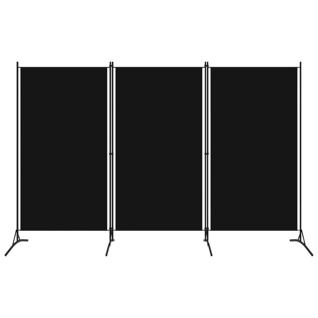 PARAVENT, Klappbar, 3-Teilig, 260/180 cm, aus Stoff, Schwarz - Schwarz, Textil (260/180/1cm) - vidaXL