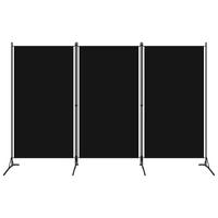 PARAVENT, Klappbar, 3-Teilig, 260/180 cm, aus Stoff, Schwarz - Schwarz, Textil (260/180/1cm) - vidaXL