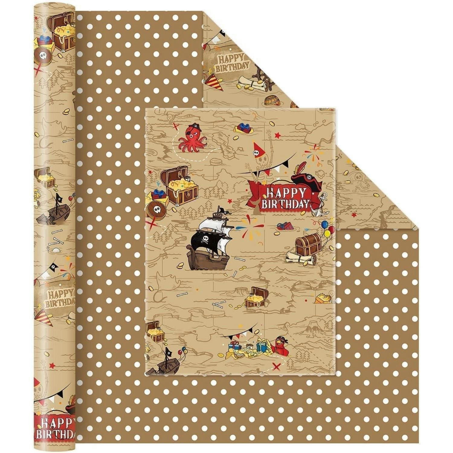 GESCHENKPAPIER Piratenmotiv 43 cm x 10 m - Braun, Papier (43/0.1/1000cm)