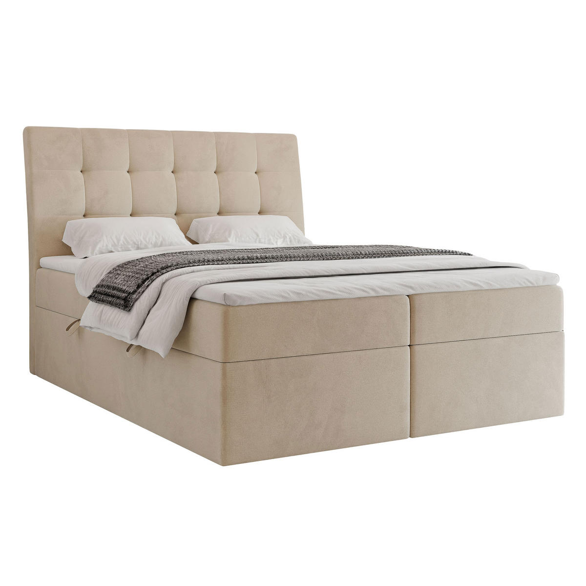 BOXBETT 160x200 cm mit Topper - Creme, Textil (160/200cm) - Idohome