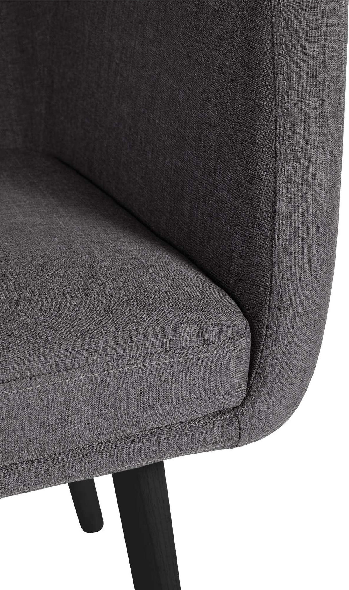 ARMLEHNENSTUHL Stoff dunkelgrau - Dunkelgrau/Schwarz, Holz/Textil (61/88/57.5cm) - CLP