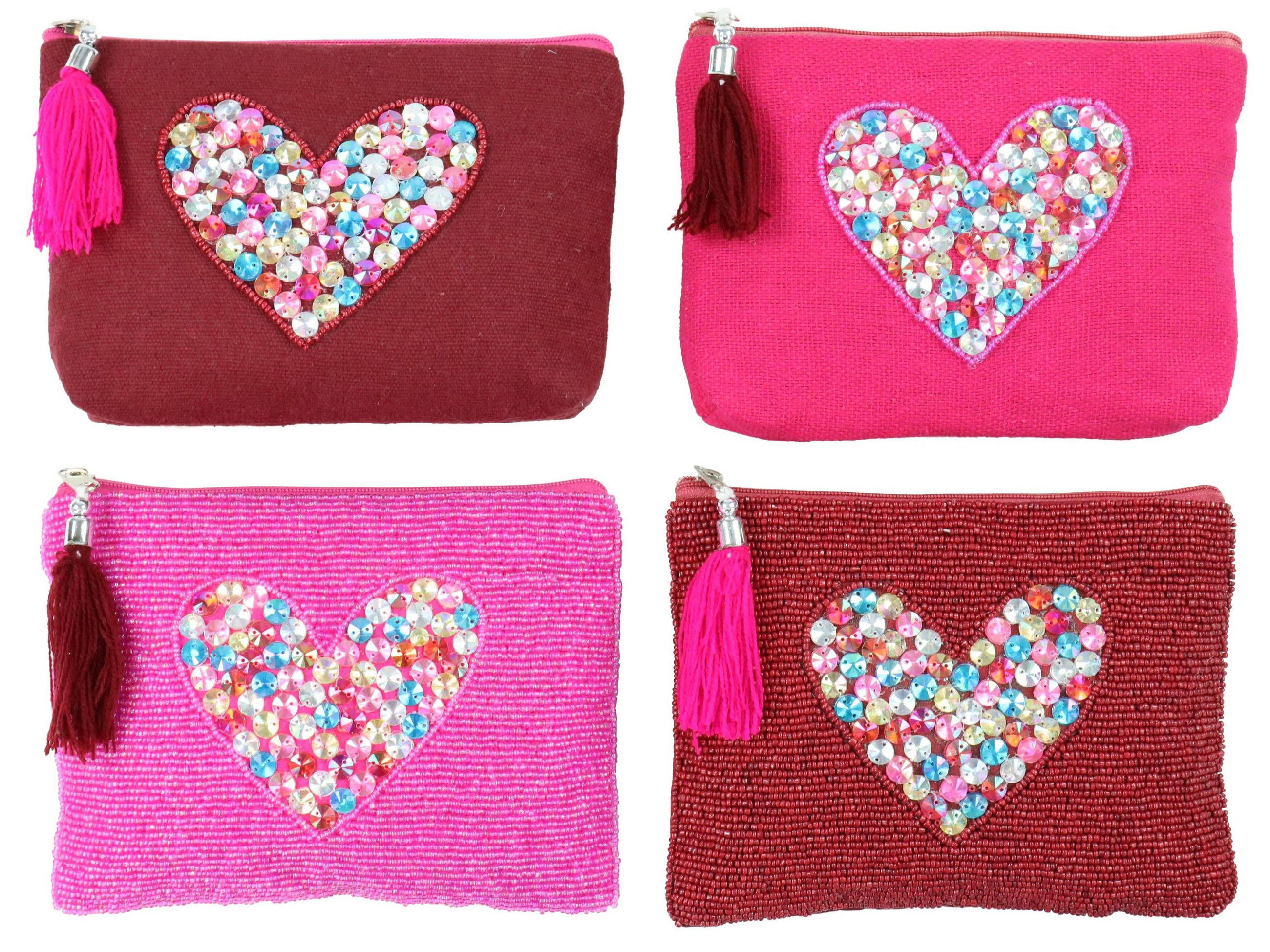 TÄSCHEN Hearts 4er-Set 10,5x13,5cm - Multicolor, Textil (13.5/10.5/1cm) - FURNARO