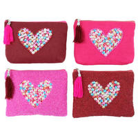 TÄSCHEN Hearts 4er-Set 10,5x13,5cm - Multicolor, Textil (13.5/10.5/1cm) - FURNARO