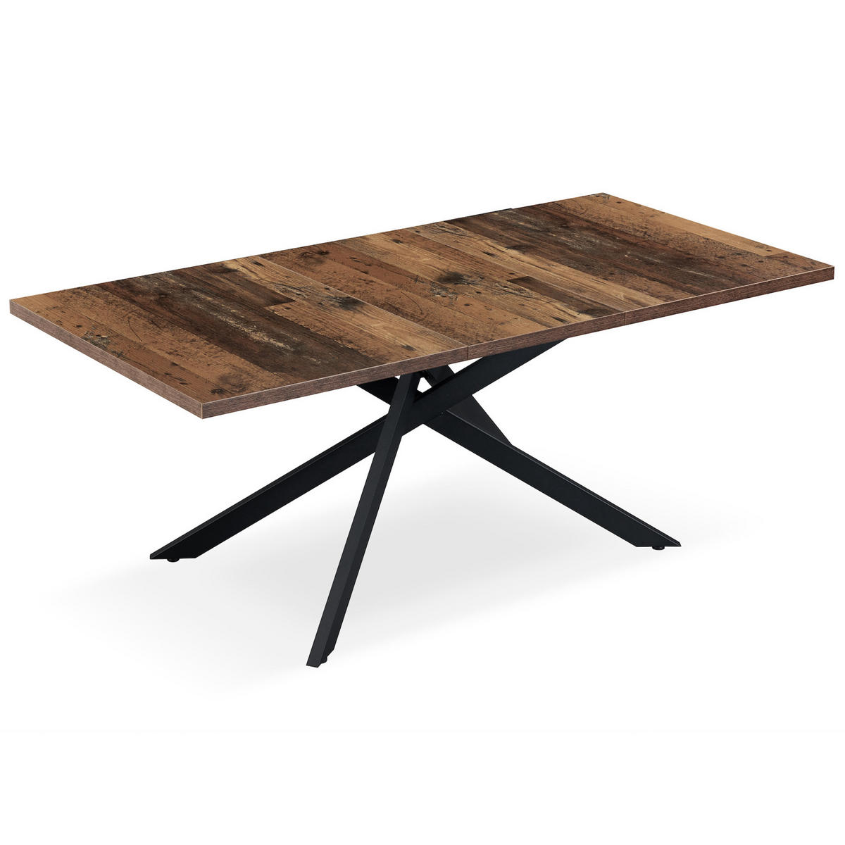ESSTISCH LARS 120-160/80/76 cm Texas-Eiche - Schwarz/Braun, Holzwerkstoff/Metall (80/120/76cm) - B&D Home