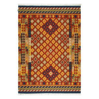 TEPPICH handgewebt Kelim Orient Wolle SIVA Orange 160 x 230 cm - Orange, Naturmaterialien (160/230cm) - Novatrend
