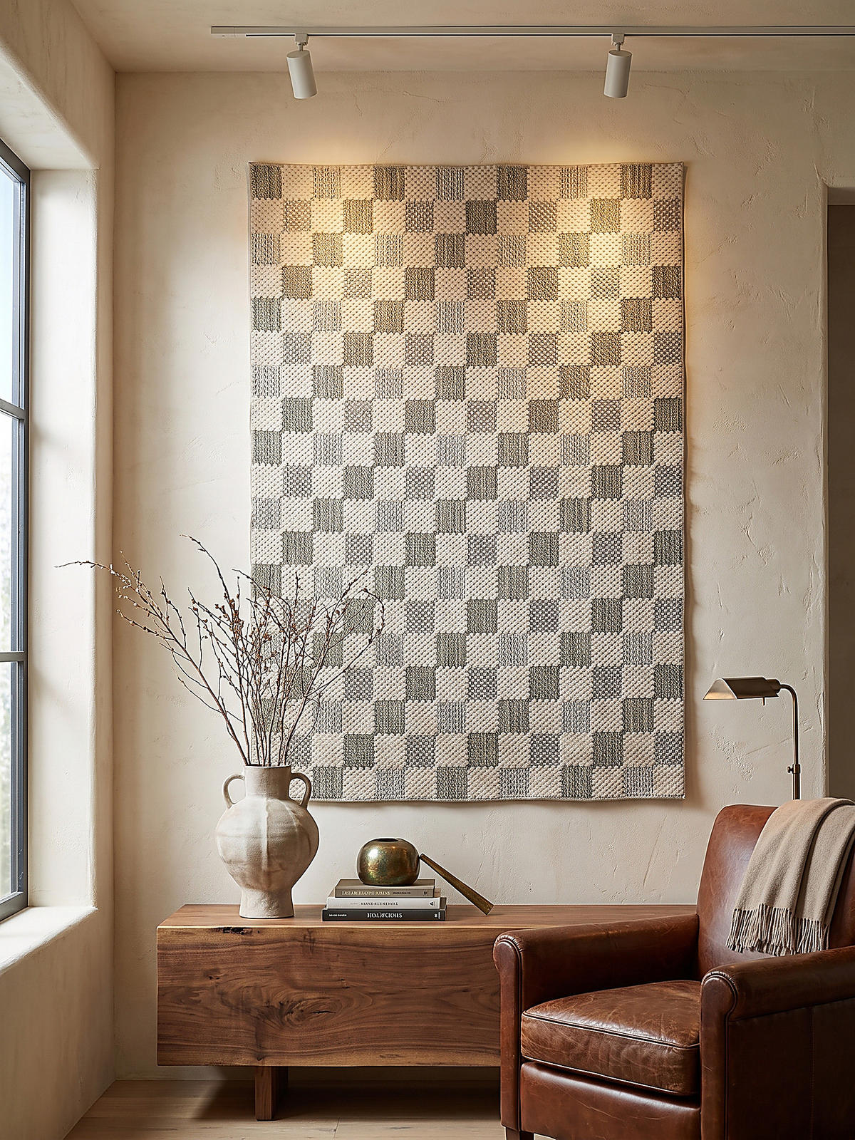 BAUMWOLLTEPPICH waschbar AFTON, Schachbrettmuster, Natur-Grün, 116 x 170 cm - Beige/Grün, Textil (116/170cm) - KADIMA DESIGN