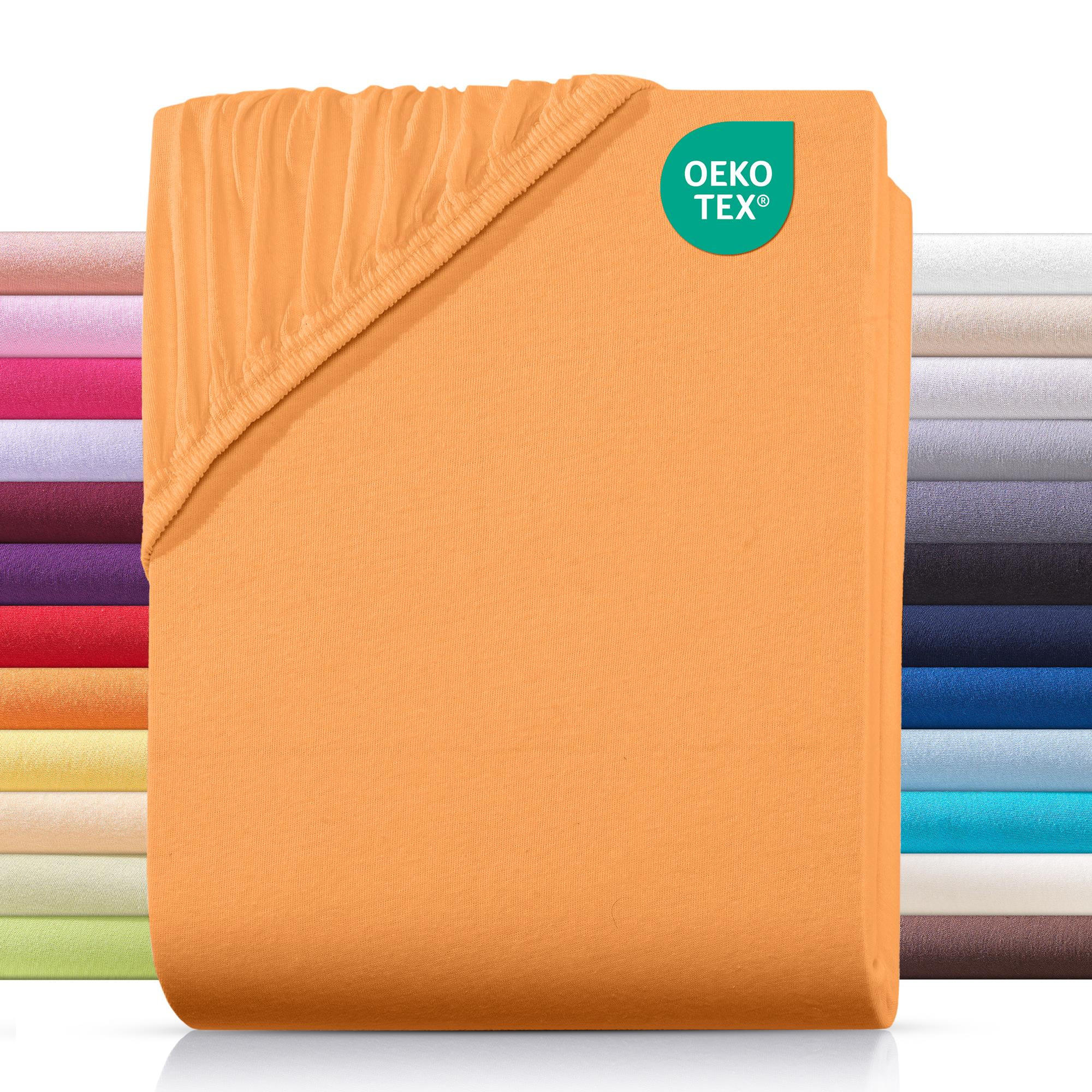 JERSEY-SPANNBETTLAKEN 90x200 cm aus 100% Baumwolle, Bettlaken Orange Uni - Orange, Textil (90/200cm) - Carpe Sonno