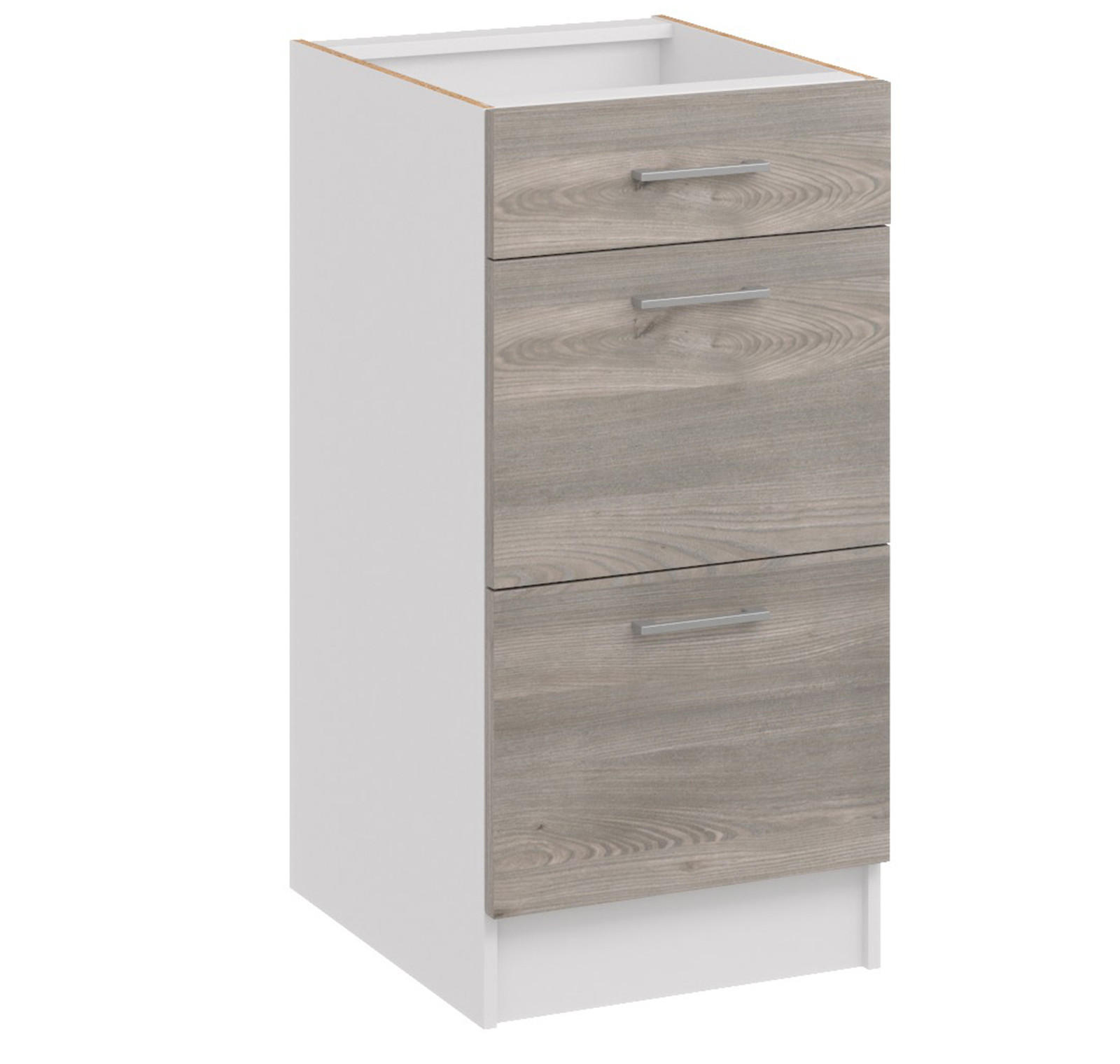KÜCHENUNTERSCHRANK D40 3SZ eiche nelson - Dunkelbraun, Holzwerkstoff (40/82/44cm) - roe furniture