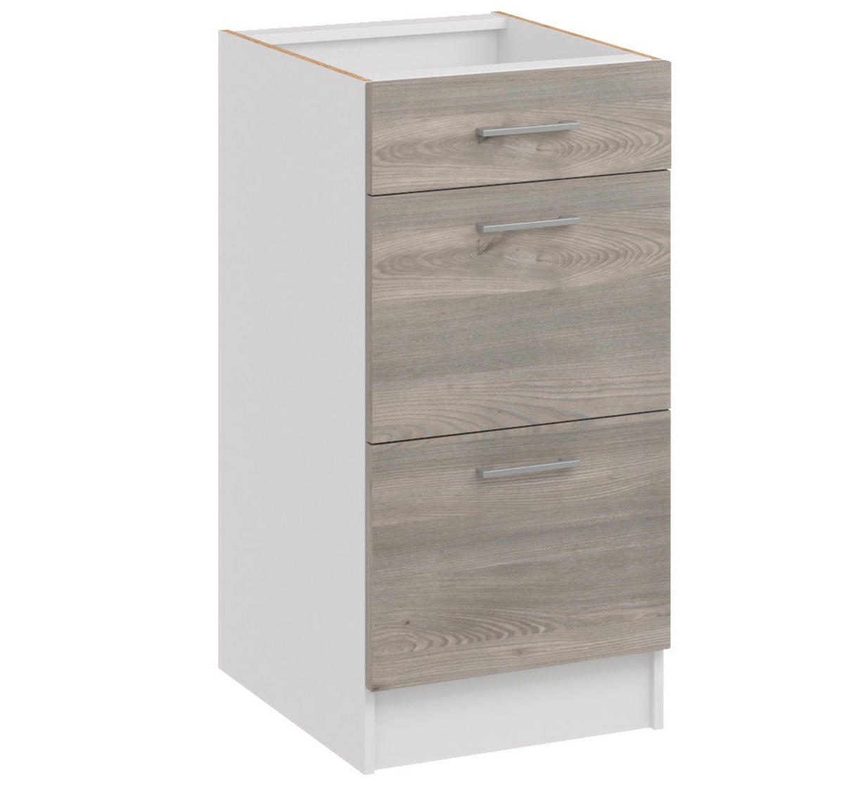 KÜCHENUNTERSCHRANK D40 3SZ eiche nelson - Dunkelbraun, Holzwerkstoff (40/82/44cm) - roe furniture