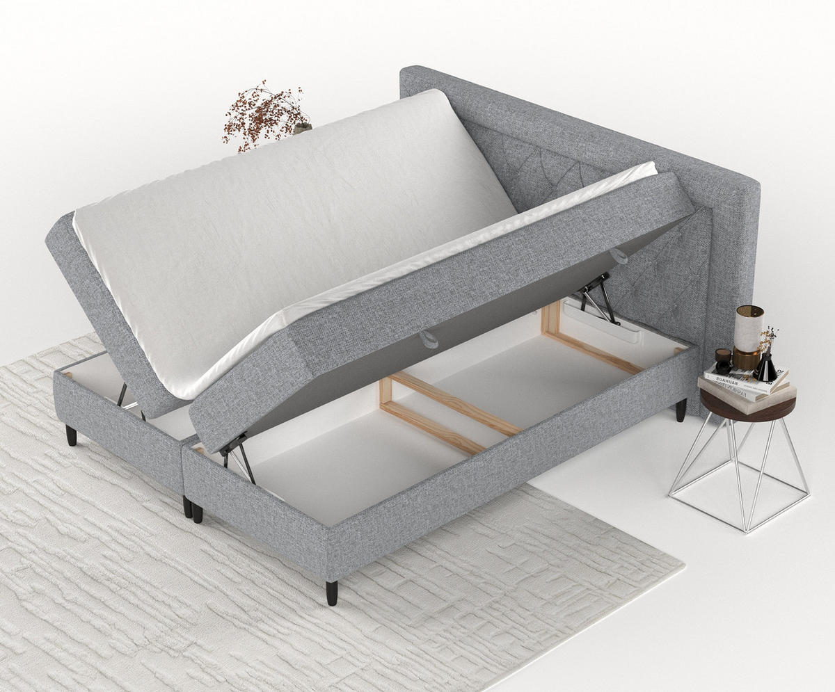 BOXBETT Avani Grau 160/200 cm - Schwarz/Grau, Holz/Holzwerkstoff (160/200cm) - Maison de Reve