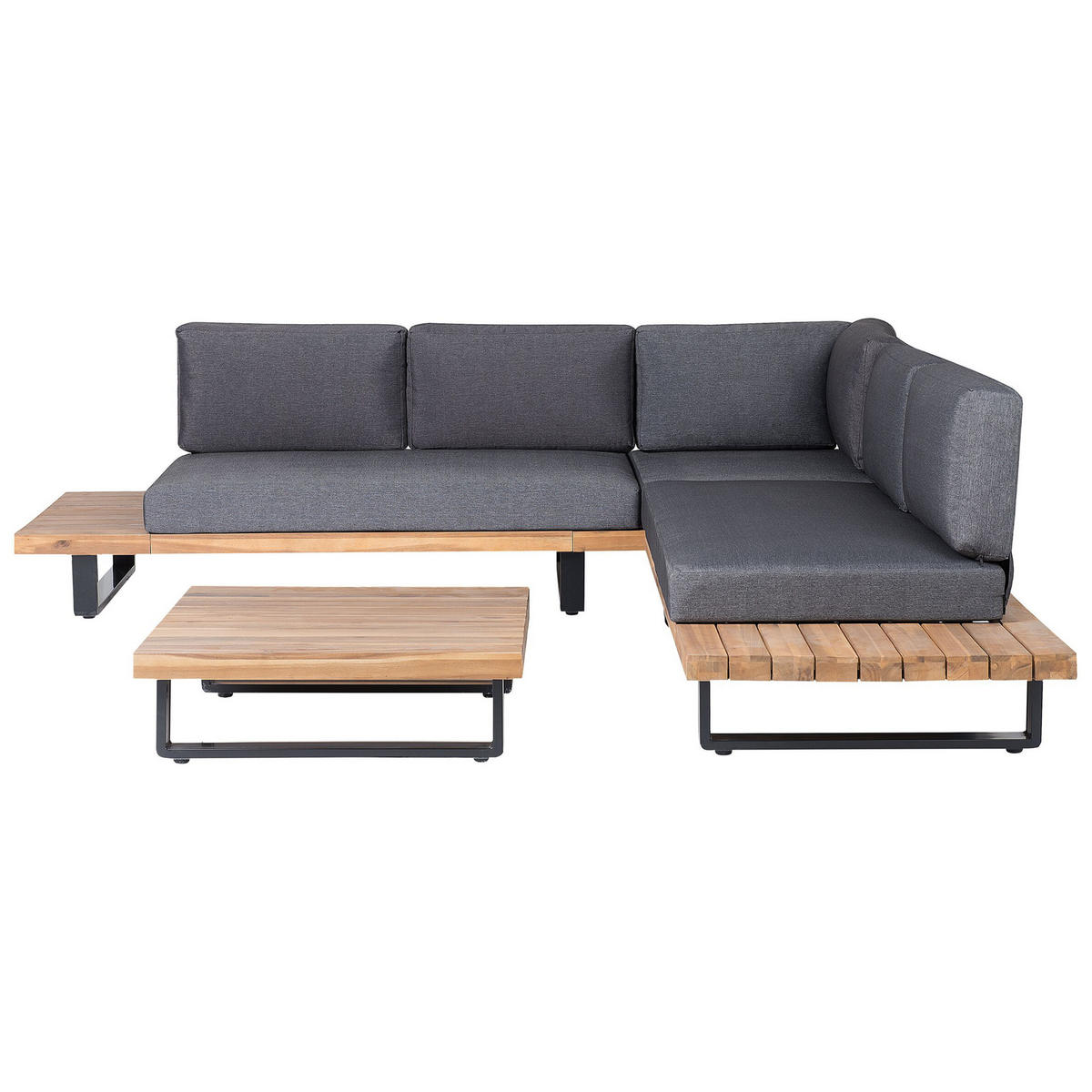 LOUNGE SET 5-Sitzer hellbraun Auflagen grau Mykonos - Hellbraun/Grau, Holz - Beliani