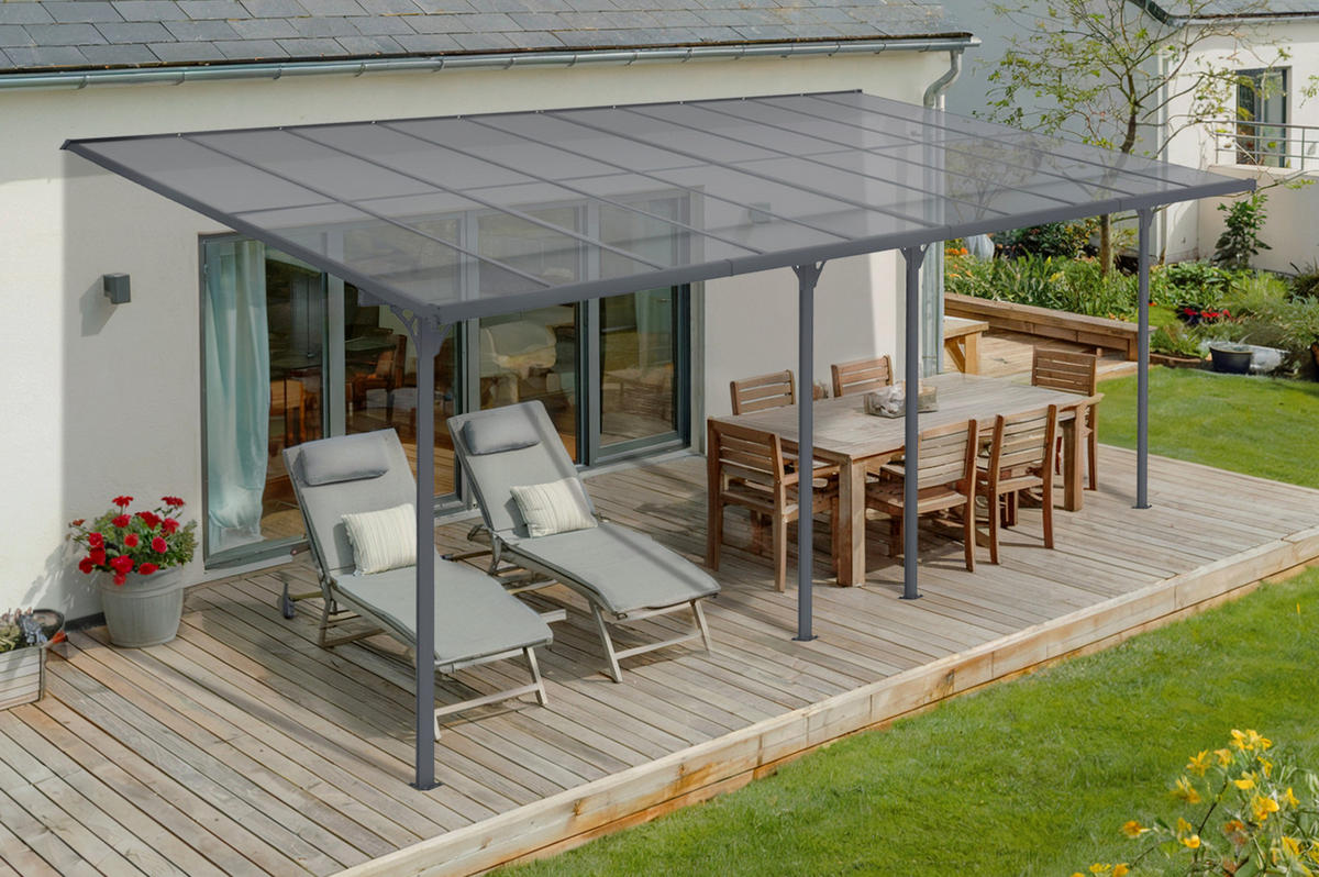 PERGOLA / CARPORT Kleo Grau 6m x 3m - Grau, Metall (626/270/300cm) - Cazeboo