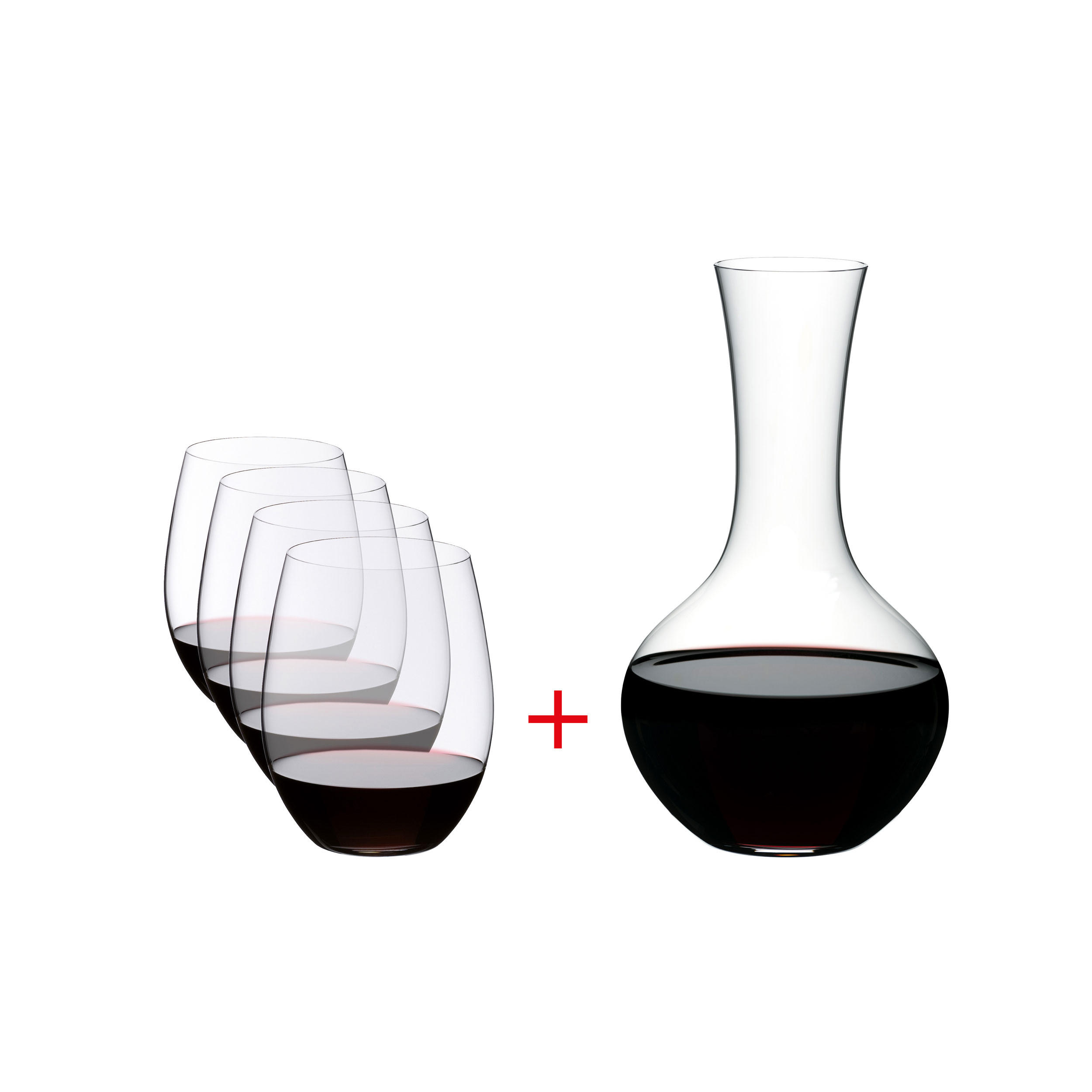 WEINGLAS O, 4er Weingläser & Dekanter Syrah, hochwertiges Glas - Transparent, Glas (0.4L) - Riedel
