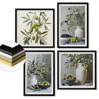 WANDBILDER 4er-Set - 50x50 cm & 40x60 cm Schwarzer Rahmen - Oliven in grauen Vasen - Schwarz, Kunststoff (50/50cm) - ArtPrintCave