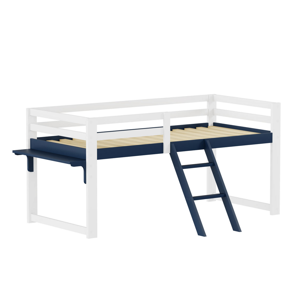 HOCHBETT 90/200 cm Weiß + Marineblau - Blau/Weiß, Holz