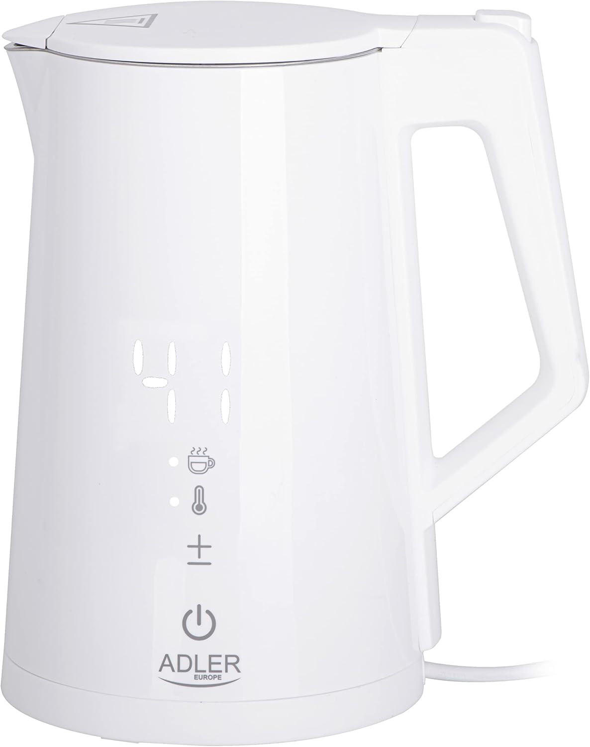 WASSERKOCHER AD1345W Weiß mit Temperatureinstellung - Weiß, Kunststoff/Metall (22/26/16cm) - Adler
