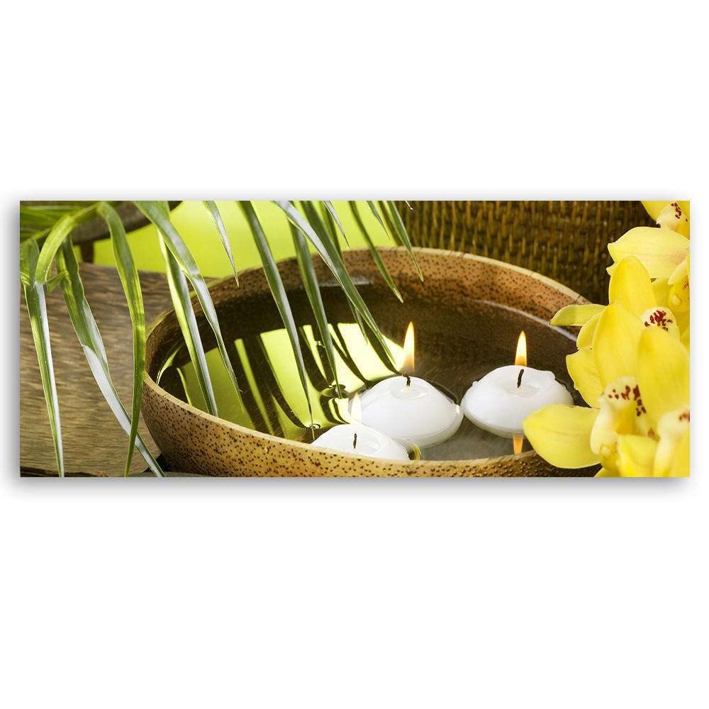 WANDBILD blumen bamboo zen - Grün, Textil (90/30cm) - Feeby