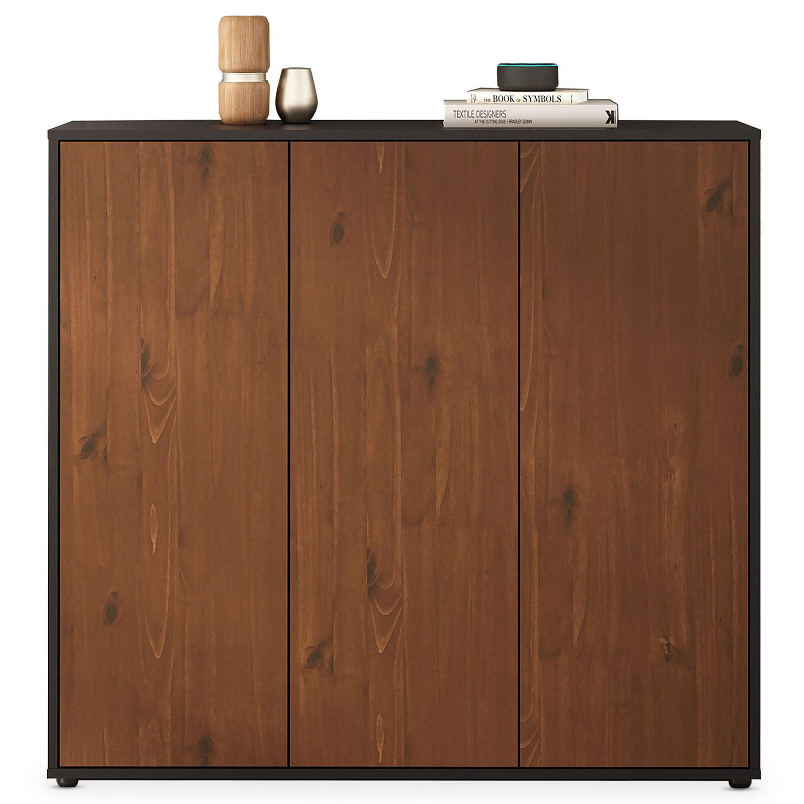 SCHUHSCHRANK MIRAN schwarz/Kastanie - Kastanienfarben/Schwarz, Holz (109/100/35cm) - IDIMEX