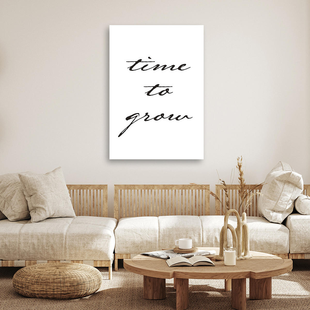 WANDBILD zeit zum wachsen - Schwarz, Textil (40/60cm) - Feeby