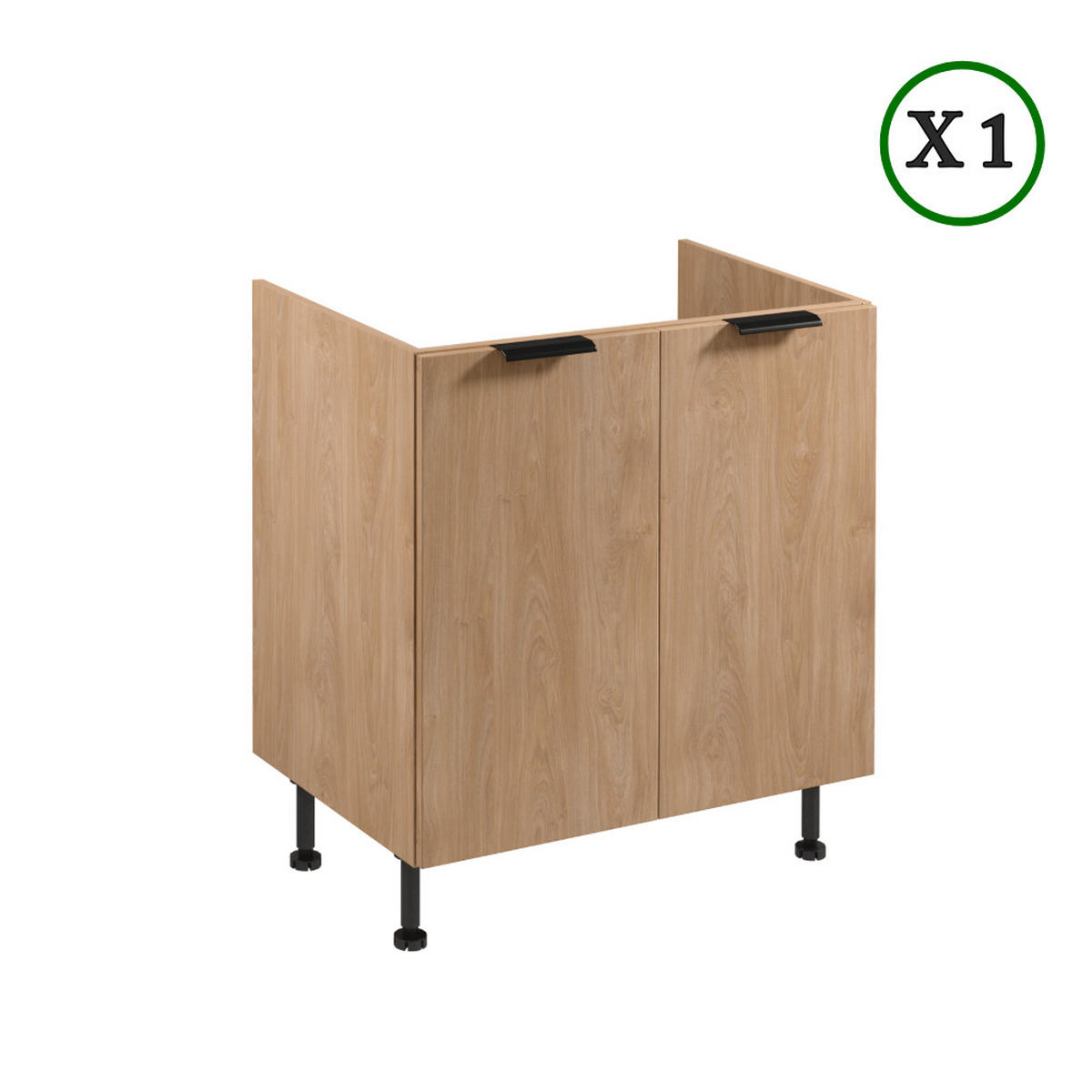 KÜCHENZEILE 200 cm - Sorento K46-M200 - in Beige / Sonoma Eiche - Beige/Schwarz, Holz/Holzwerkstoff (200/210/58cm)