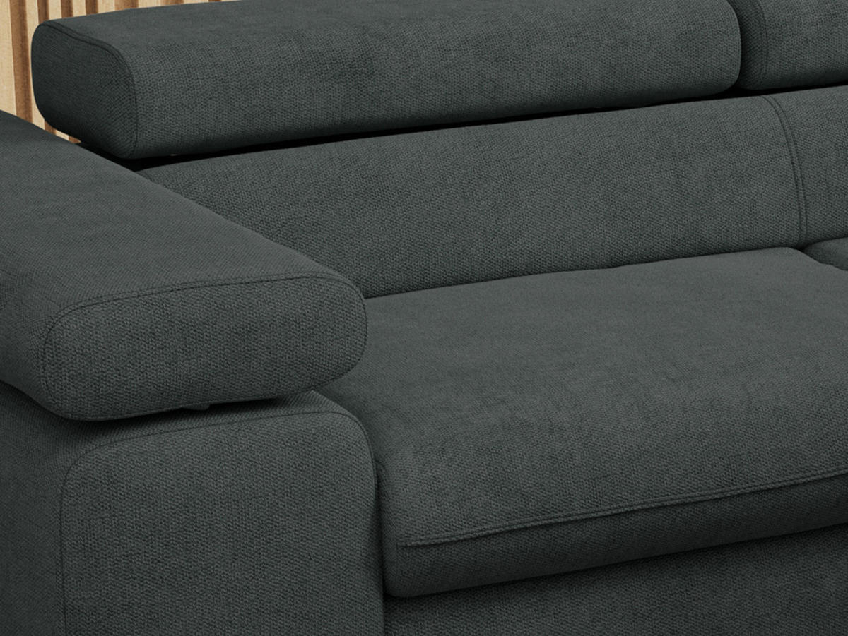 ECKSOFA PEDRO L Dunkelgrau Struktur - Rechts Seite - Dunkelgrau/Schwarz, Textil/Metall (273/208cm) - MKS
