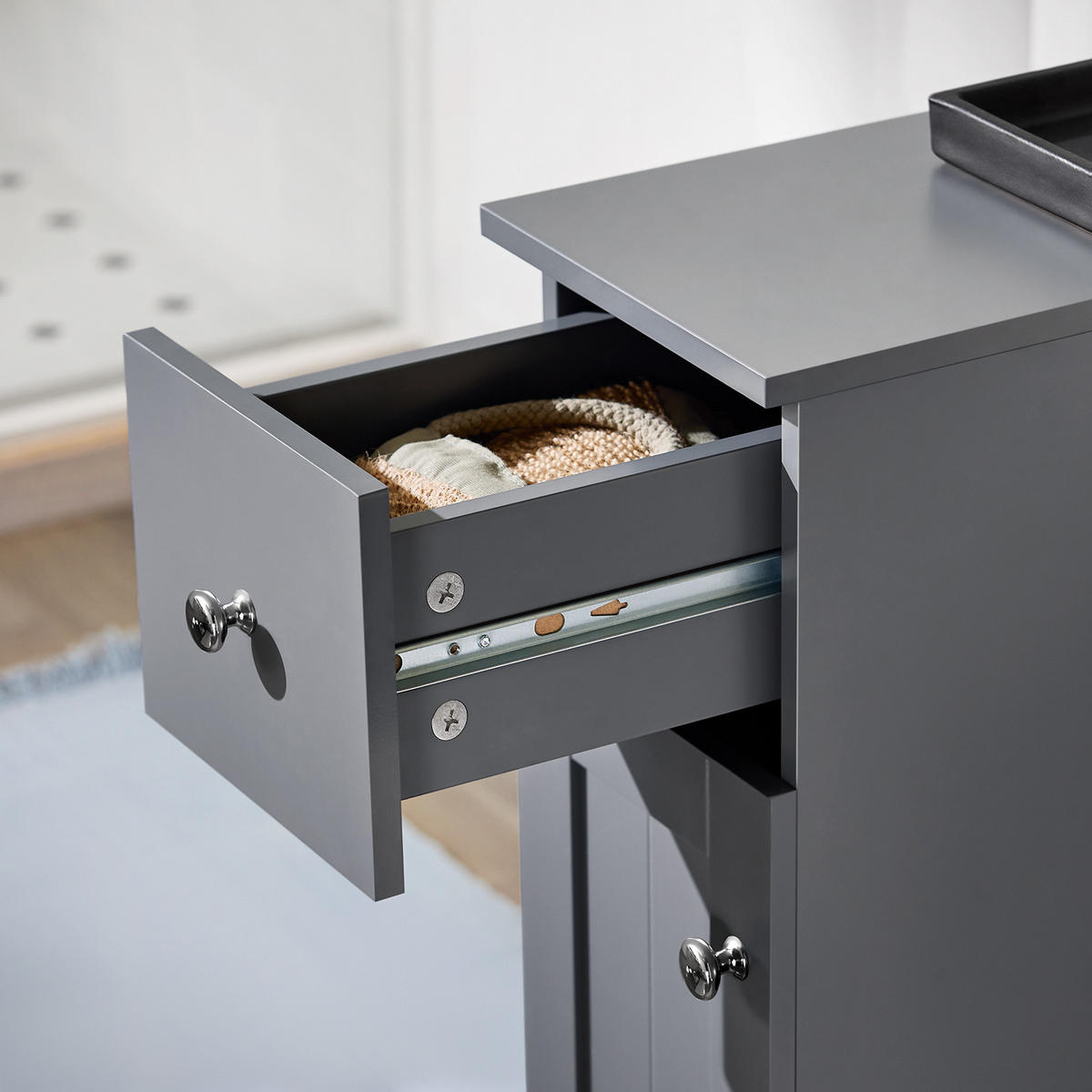 NISCHENSCHRANK mit Rollen Grau - Grau, Holzwerkstoff (20/70/65cm) - SoBuy