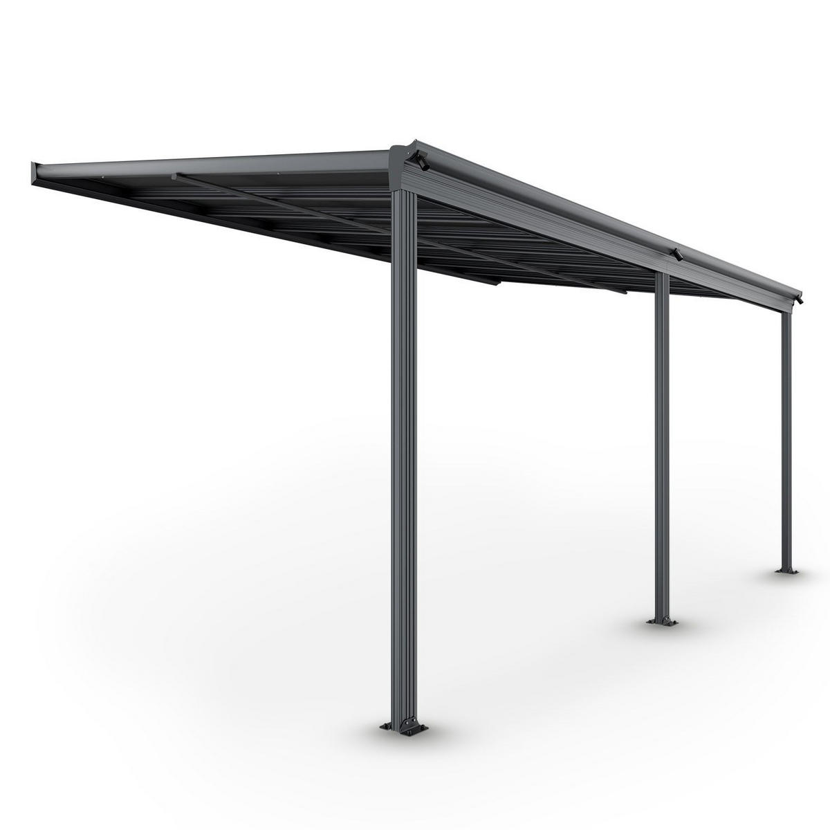 TERRASSENDACH Borneo Aluminium 4,9x3m dunkelgrau - Dunkelgrau, Metall (495/278/303cm) - Juskys
