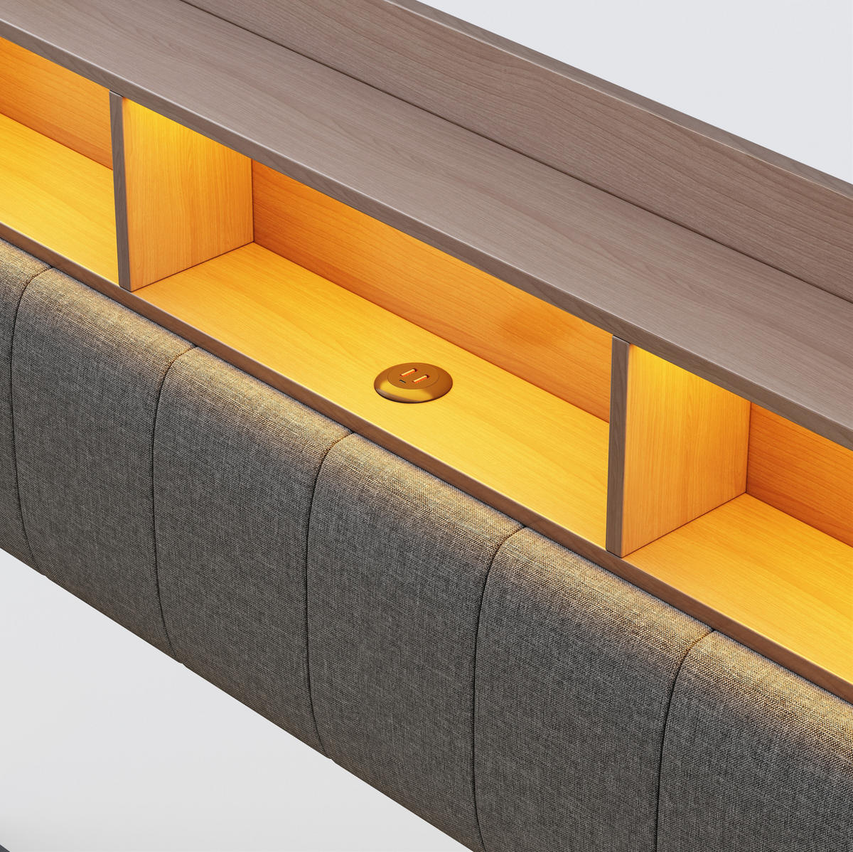 POLSTERBETT 160/200 cm grau aus Stoff mit LED-Beleuchtung - Grau, Textil (160/200cm) - OKMYHOME