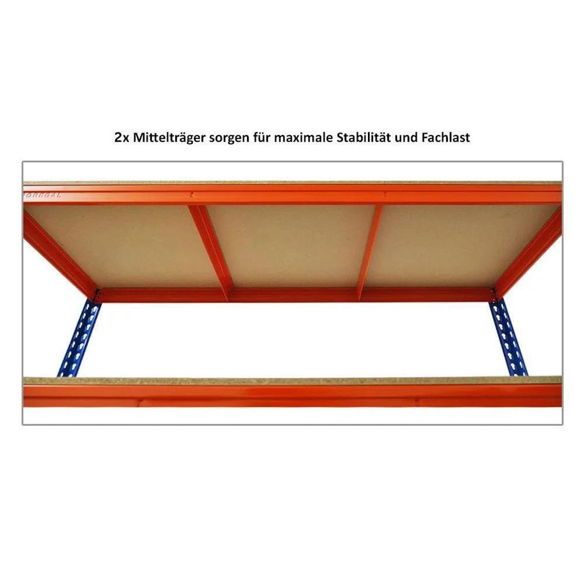 SCHWERLASTREGAL Bison 2er-Set mit 2x 200x180x60 cm 5 Fachböden Fachlast 600 kg Blau-Orange - Orange, Metall (360/200/60cm) - PROREGAL