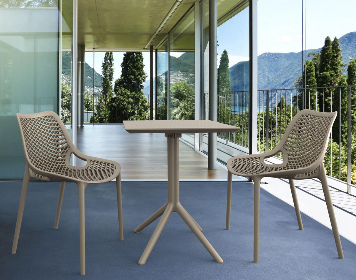 GARTENTISCH eckig 60/60/74 cm Kunststoff taupe - Taupe, Kunststoff (60/60/74cm) - CLP