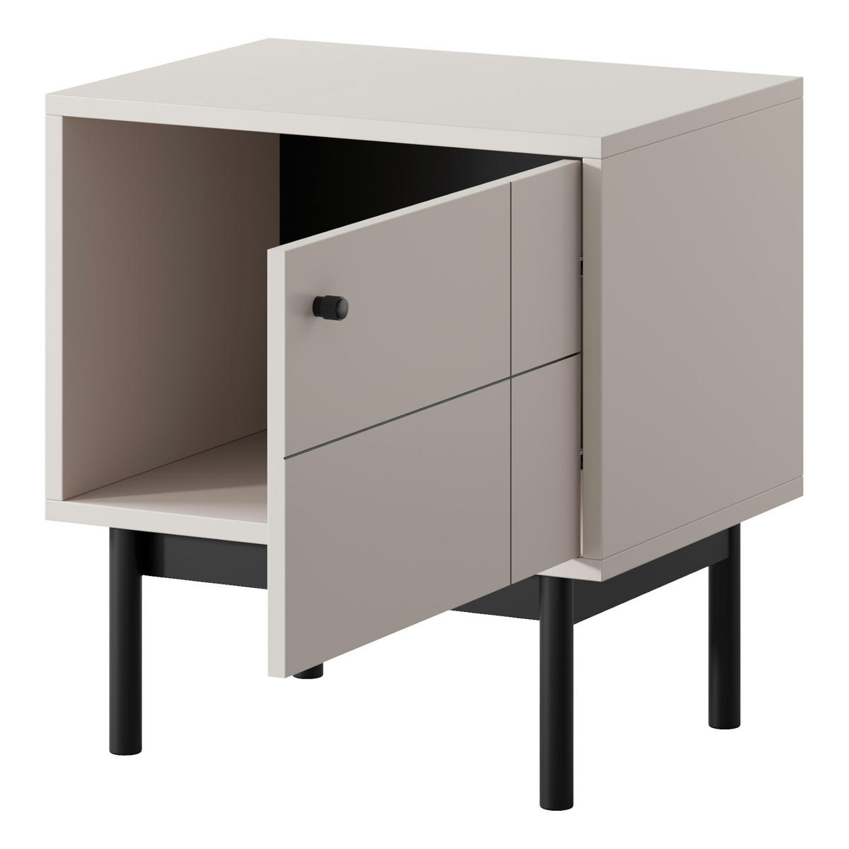 NACHTTISCH DIEPPE STO1-1D Fräste Fronten, Kaschmir - Kaschmir, Holz/Holzwerkstoff (54/56/39cm) - Komodee