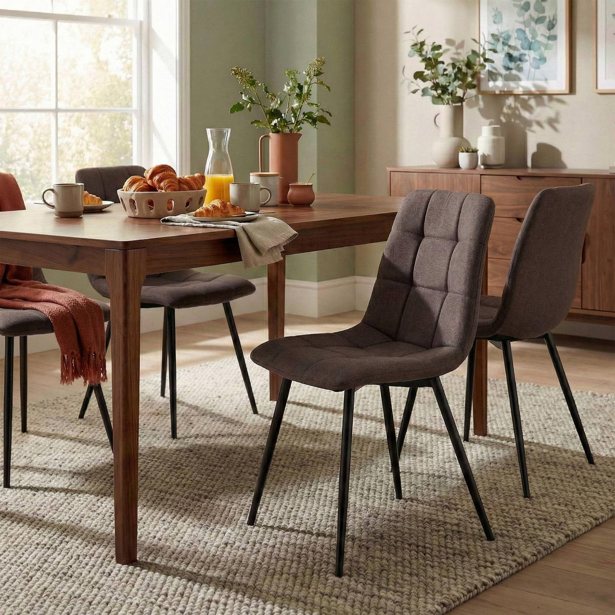 STUHL Stoff Braun - Schwarz/Braun, Textil/Metall (45/84/55cm) - CLP