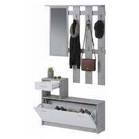 GARDEROBE Holz-Effekt Zement, Weiß 25x100h180 - Weiß/Grau, Holzwerkstoff (100/190/26cm) - DMORA