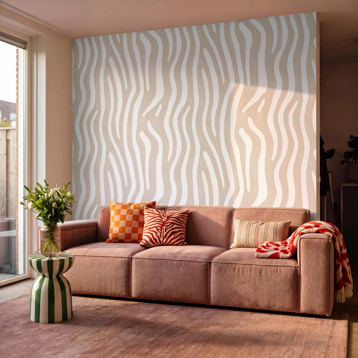 TAPETE - Abstrakt - Zebra - Beige - 260x280 cm - Beige, Papier (260/280cm) - OnlyWow