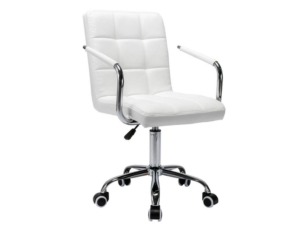 DREHSTUHL Muz 629-1 - Silberfarben/Weiß, Textil/Metall (58/92/52cm) - MIRJAN24