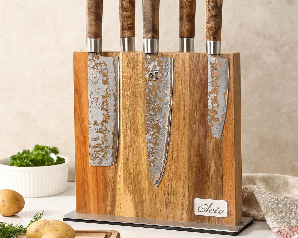 MAGNET-MESSERBLOCK - Akaziefarben, Holz (28/9/26cm) - Oleio