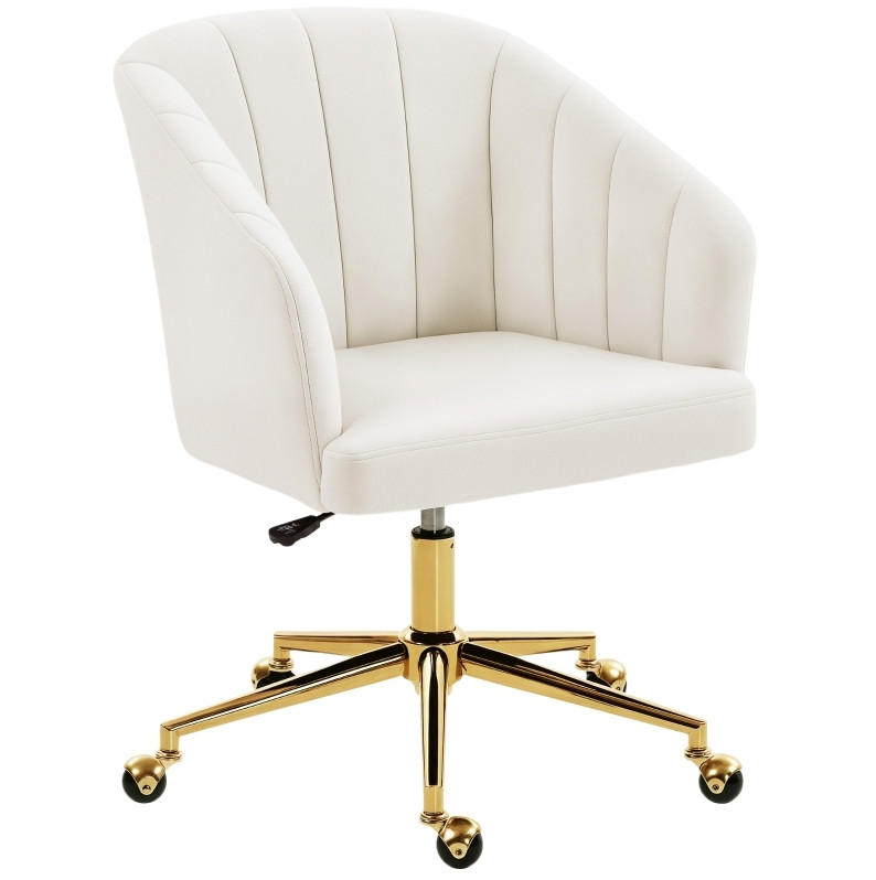 BÜROSTUHL höhenverstellbar drehbar Polyester Cream White - Weiß, Kunststoff (60/92.5/61cm) - Meubliv