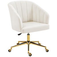 BÜROSTUHL höhenverstellbar drehbar Polyester Cream White - Weiß, Kunststoff (60/92.5/61cm) - Meubliv