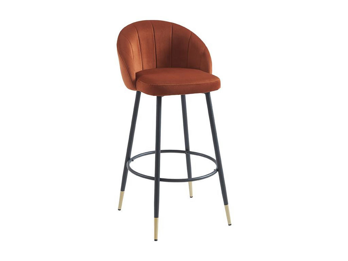 BARHOCKER 2er-Set - Samt & Metall - Terracotta - ELIRAM - Braun, Textil (58/96/49cm) - Vente-Unique