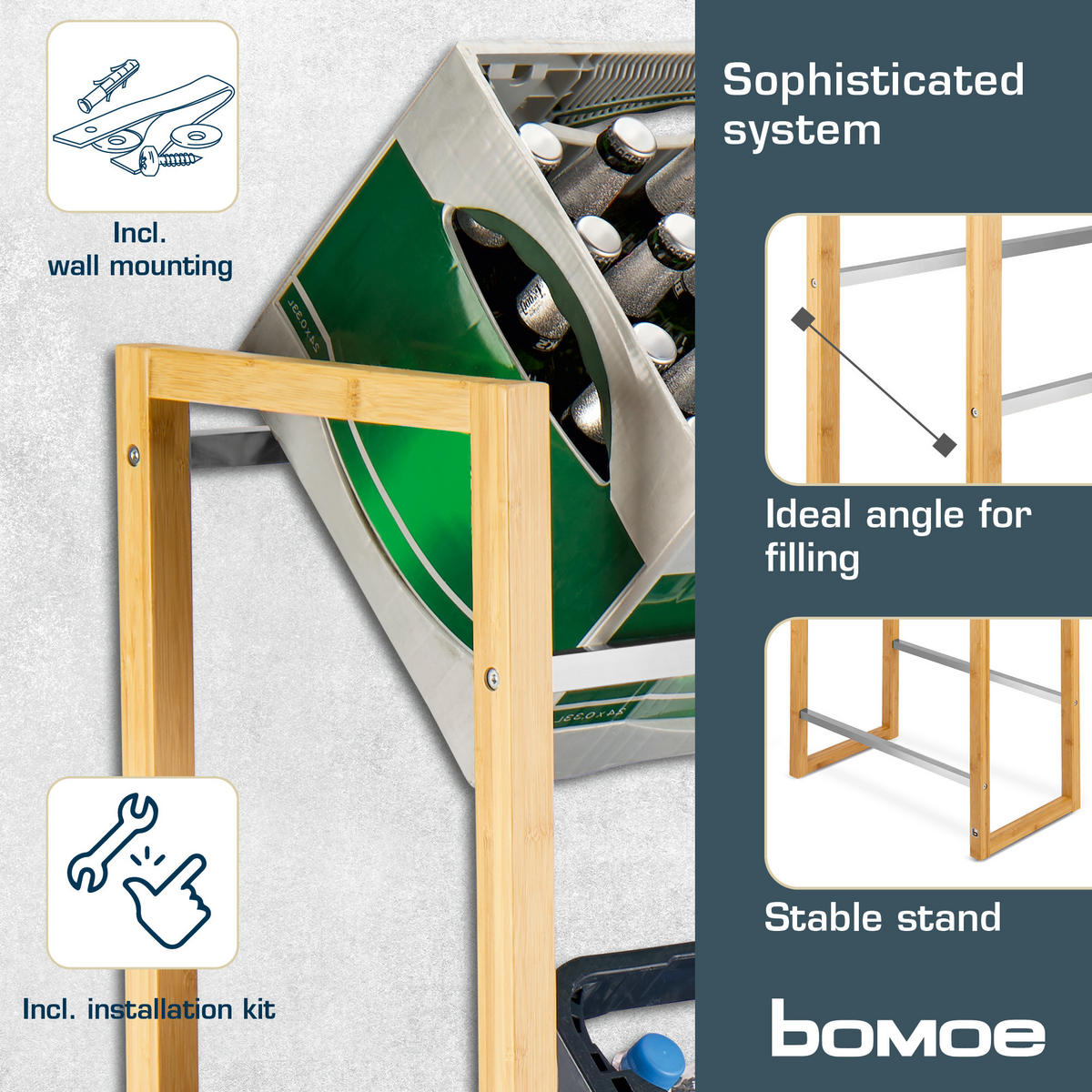 GETRÄNKEREGAL Mattis Bambus - Naturfarben, Naturmaterialien/Metall (55/112/32cm) - BoMoe