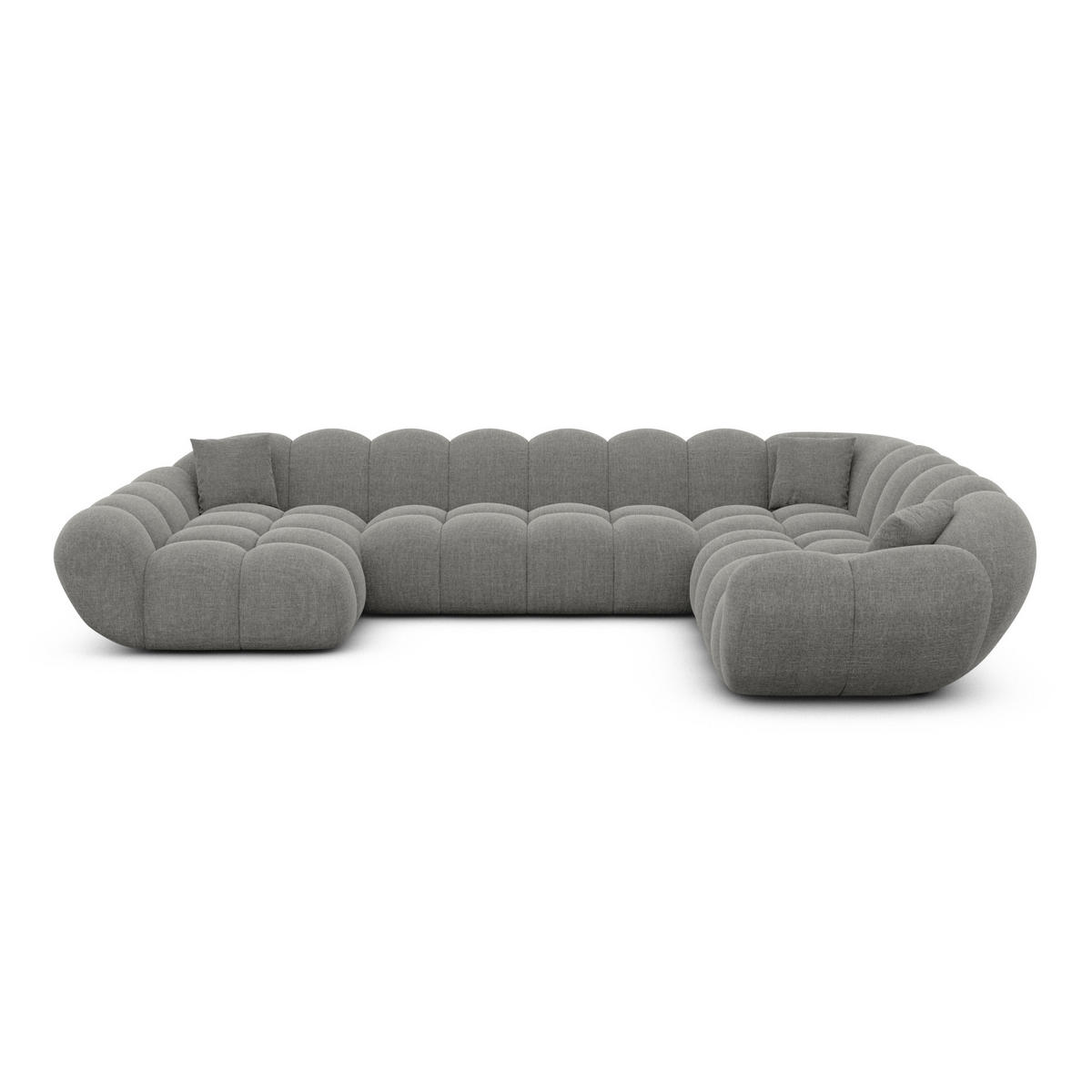 WOHNLANDSCHAFT Liva Grau Strukturstoff U-Form XXL Links - Grau, Textil (323/70/258cm) - VAROYAL