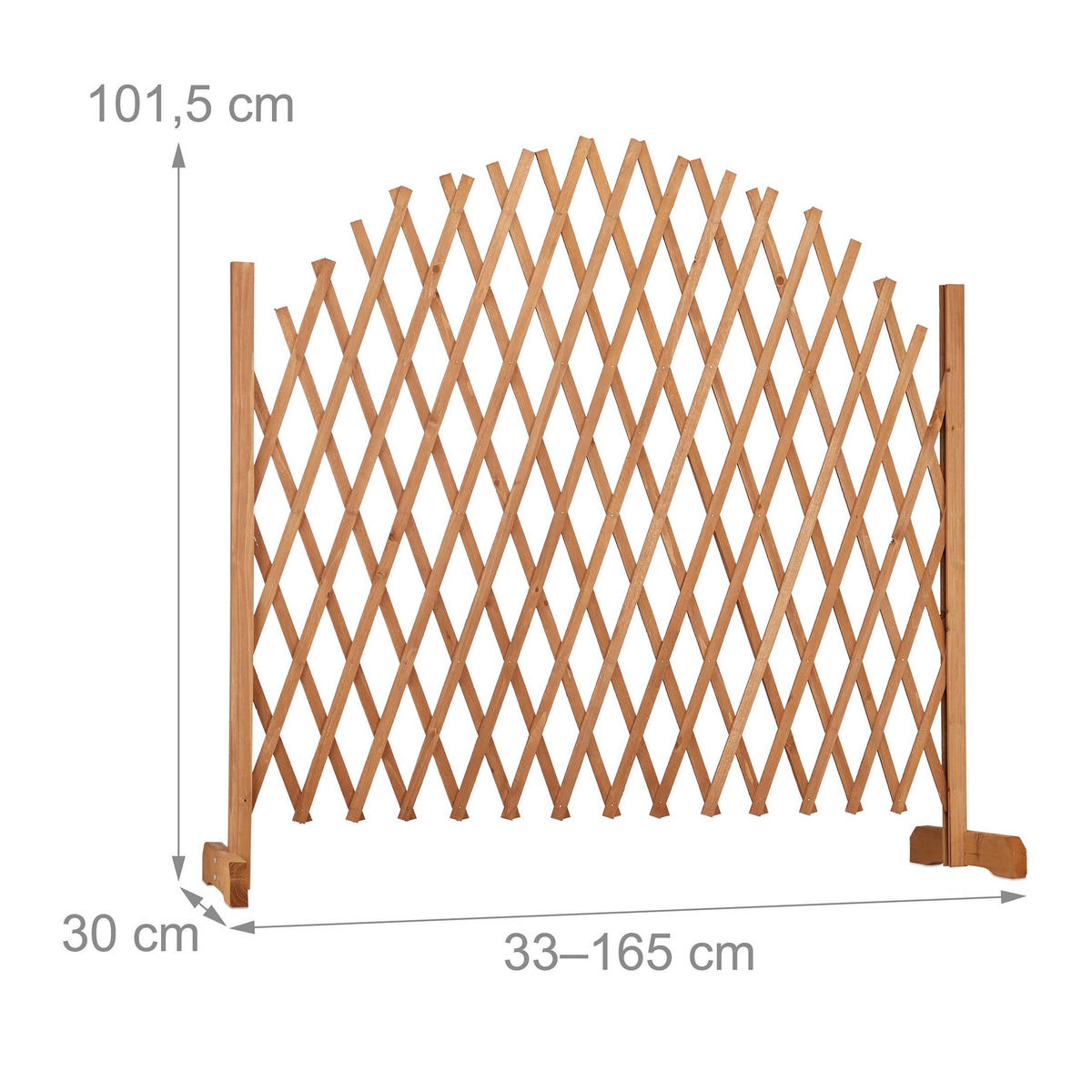 RANKGITTER Braun Tannenholz ausziehbar freistehend B 33 bis 165 cm - Hellbraun, Holz (165/101.5/30cm) - Relaxdays