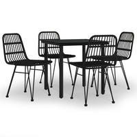 GARTEN-ESSGRUPPE 5-TLG. Schwarz Poly Rattan - Schwarz, Kunststoff - vidaXL