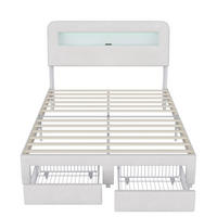 POLSTERBETT 140/200 cm Weiß mit 2 Schubladen, LED-Kopfteil mit Ablage und USB-Anschluss - Weiß, Metall (140/200cm) - EuroLiving